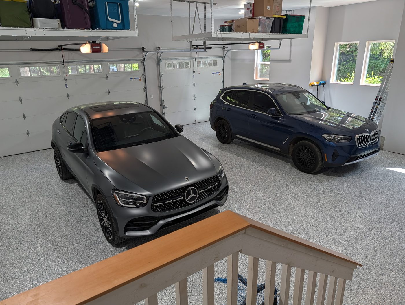Finished Ridgetop garage floor in use with vehicles