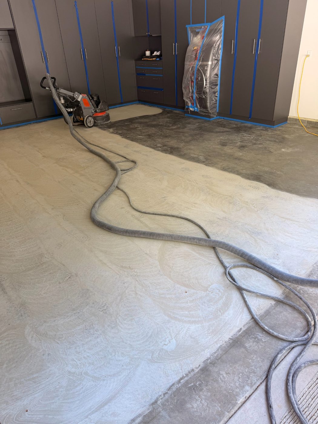 Garage concrete preparation in progress
